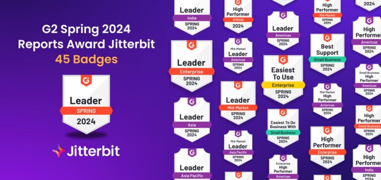 G2 Spring 2024 Reports Award Jitterbit 45 Badges for Customer Trust, Software Quality